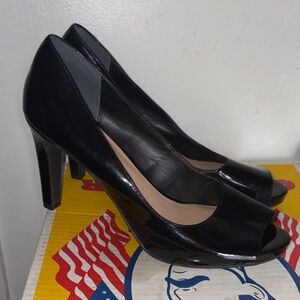 Franco Sarto Elegant Black Peep-Toe Heels size 10